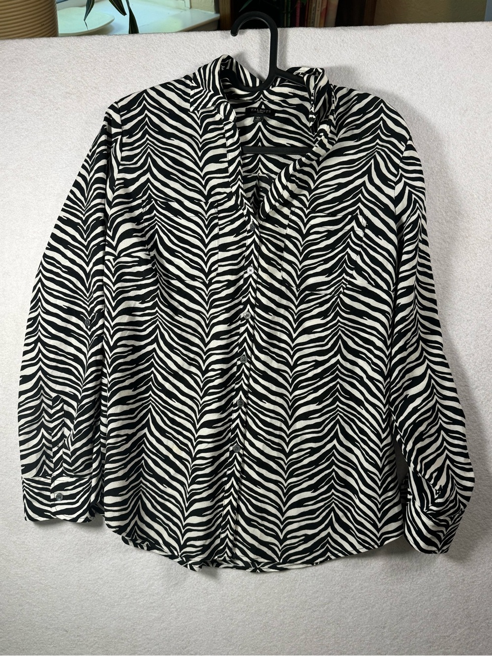 Talbots Black & White Zebra Print Button Down Shirt